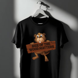 面白いビーバーの木工パロディ サイズが大切 Tシャツ