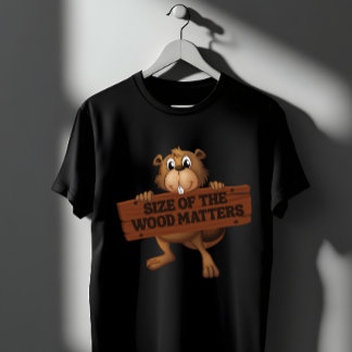 面白いビーバーの木工パロディ サイズが大切 Tシャツ