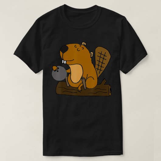 面白いビーバー ボウリングアニメ 1 Tシャツ (デザイン正面)