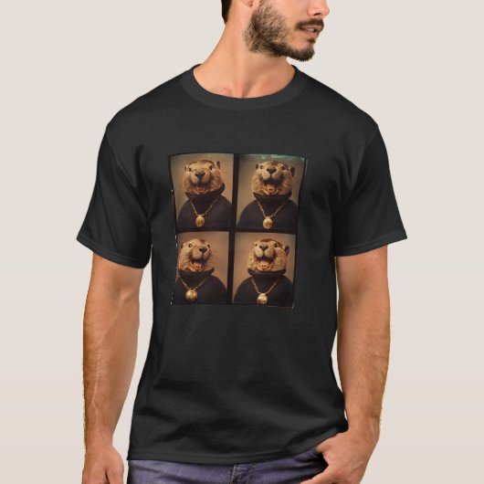面白いビーバー Tシャツ (正面)