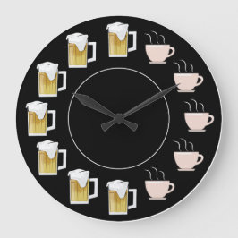 面白いビールとコーヒーの時計 ラージ壁時計