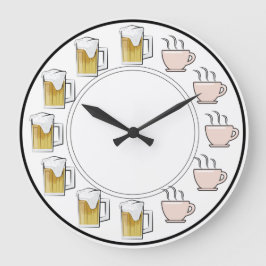 面白いビールとコーヒーの時計 ラージ壁時計