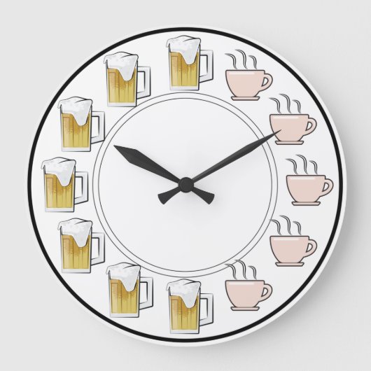 面白いビールとコーヒーの時計 ラージ壁時計 (正面)