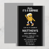 面白いビールサプライズパーティー　４６歳の誕生日 招待状 (正面/裏面)