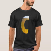 面白いビール泡ヘッドモノグラムイニシャルレターC Tシャツ (正面)