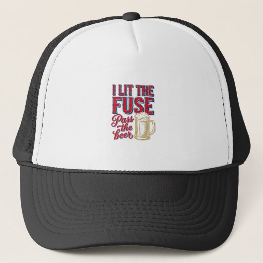 面白いビール花火ビンテージTシャツデザイン_1 キャップ (正面)