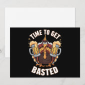 面白いビール タイムトゥーゲットベーステッド サンクスギビング七面鳥 シーズンカード (正面/裏面)