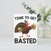 面白いビール ターキーの感謝祭の時間 ポストカード (スタンド正面)