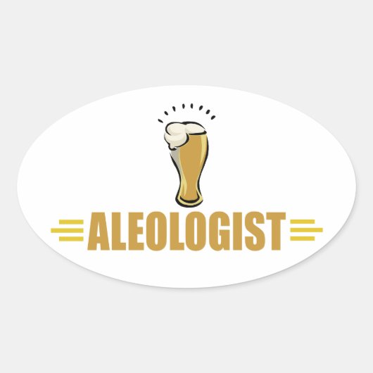 面白いビール 楕円形シール (正面)