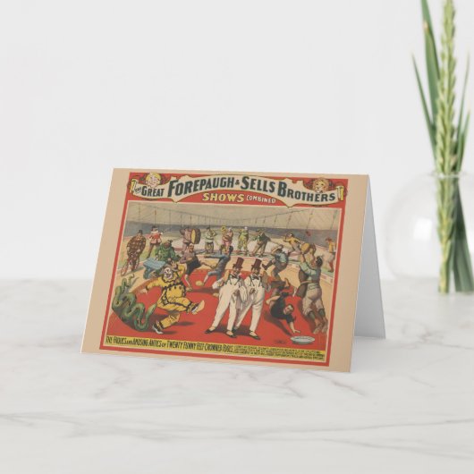 面白いピエロを示すサーカスのポスター カード (正面)