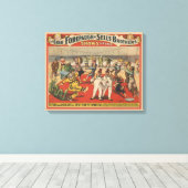 面白いピエロを示すサーカスのポスター キャンバスプリント (インサイチュ (ウッドフロア))