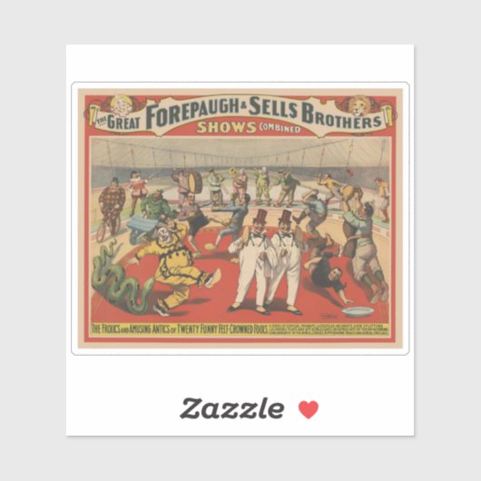 面白いピエロを示すサーカスのポスター シール (シート)
