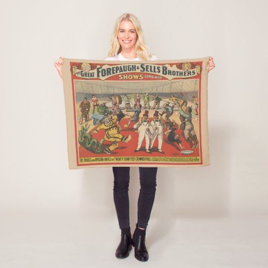 面白いピエロを示すサーカスのポスター フリースブランケット (インサイチュ)