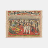 面白いピエロを示すサーカスのポスター フリースブランケット (正面(横))