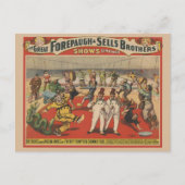 面白いピエロを示すサーカスのポスター ポストカード (正面)