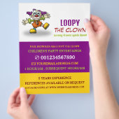 面白いピエロ, 子供向けエンターテイナー, ピエロ広告 チラシ (手)