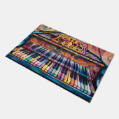 面白いピカラフルアノ鍵デザイン ドアマット (アングル)