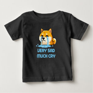 面白いピクセルアート柴犬の犬のミーム ベビーTシャツ