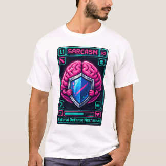 面白いピクセル脳 サーカズム防御メカニズム グラフィック Tシャツ