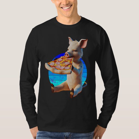 面白いピザの豚 Tシャツ (正面)