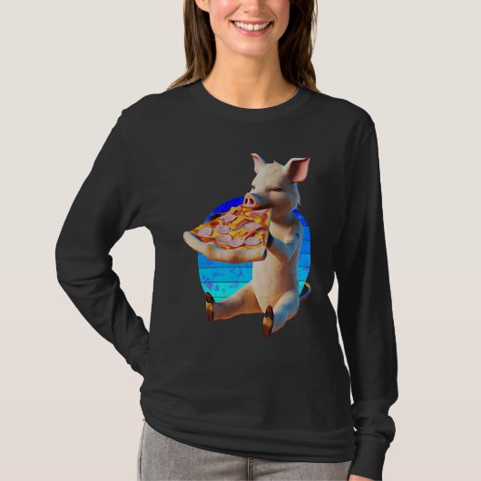 面白いピザの豚 Tシャツ (正面)