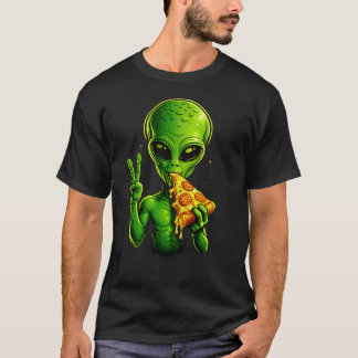面白いピザシェフエプロンエイリアンピザラバー料理 Tシャツ