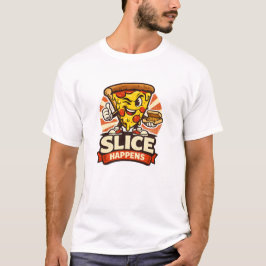 面白いピザ好きのシャツ - スライスは起こる レトロカート Tシャツ