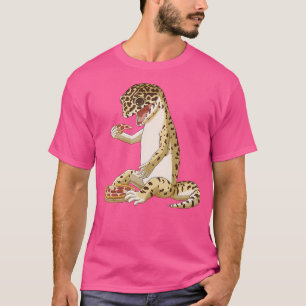面白いピザ好きの爬虫類ヒョウモントカゲモドキ Tシャツ