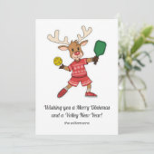 面白いピックルボールクリスマスツリーの鹿、オリジナルメッセージ シーズンカード (スタンド正面)