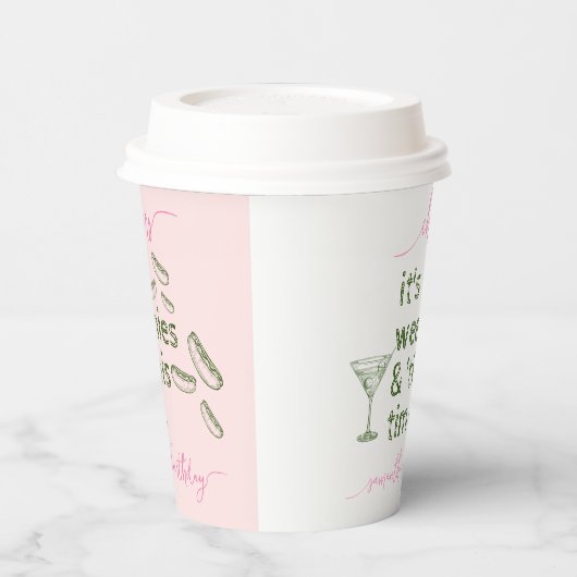 面白いピンクのウィニーズ＆ティニーズ マルティーニ バースデーパーティー 紙コップ (左)