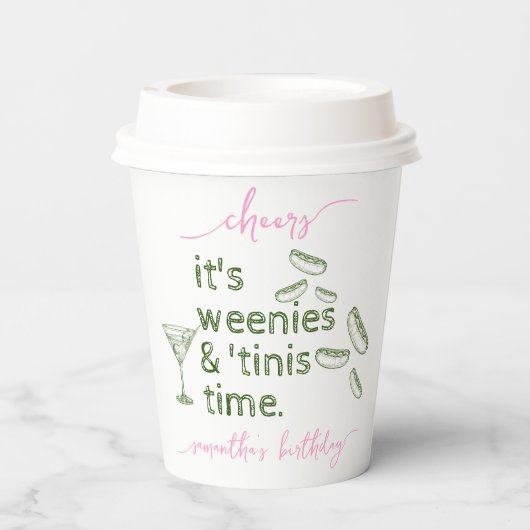 面白いピンクのウィニーズ＆ティニーズ マルティーニ バースデーパーティー 紙コップ (裏面)