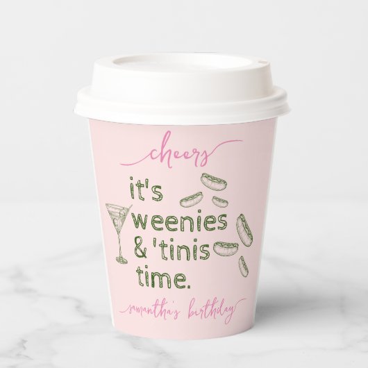 面白いピンクのウィニーズ＆ティニーズ マルティーニ バースデーパーティー 紙コップ (正面)