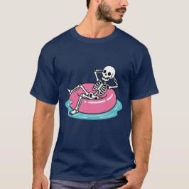 面白いピンクのキャラクター スケルトン リラックス フロート リング Il Tシャツ