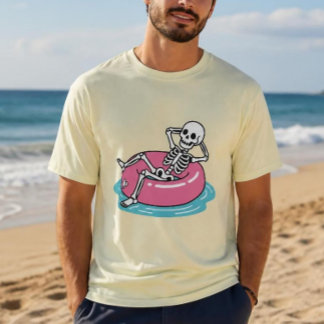 面白いピンクのキャラクター スケルトン リラックス フロート リング Il Tシャツ