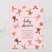 面白いピンクの女の子の赤ちゃんシャワーの招待状 招待状 (正面/裏面)