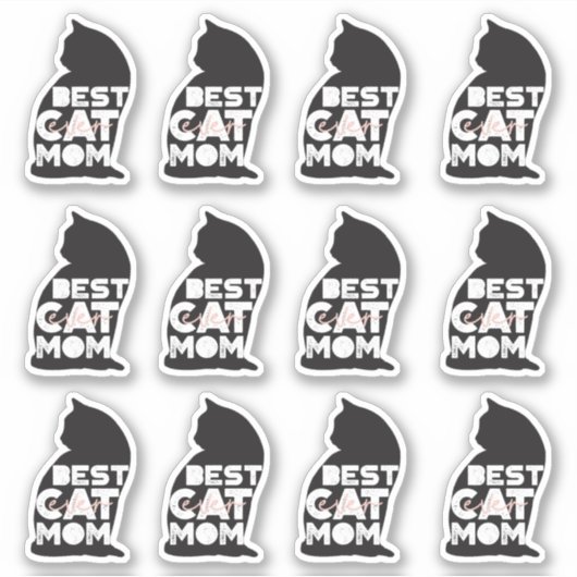 面白いピンクの母の日 最高の猫ママ シール (正面)