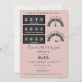 面白いファーストバースデー 赤ちゃんの女の子 かわいい統計写真 招待状 (正面)