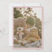 面白いファーストバースデー 赤ちゃんの女の子 かわいい統計写真 招待状 (裏面)