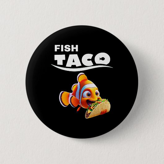 面白いフィッシュタコTシャツ! タコス好き シンコデマヨ メキシ 缶バッジ (正面)