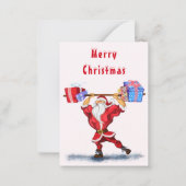 面白いフィットネスサンタのクリスマスカード ノートカード (正面)