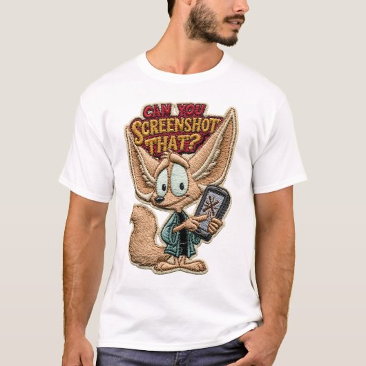 面白いフェネックギツネの刺繍をスクショしてもらえますか? Tシャツ (正面)