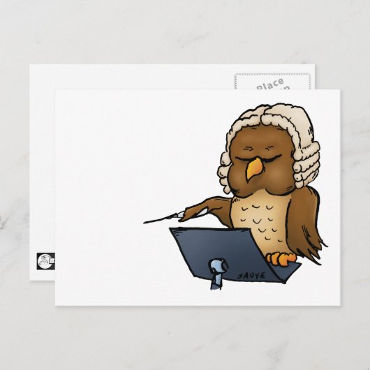 面白いフクロウの指揮者アニメーション ポストカード (正面/裏面)