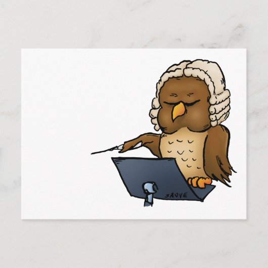 面白いフクロウの指揮者アニメーション ポストカード (正面)