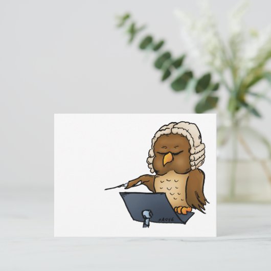 面白いフクロウの指揮者アニメーション ポストカード (スタンド正面)