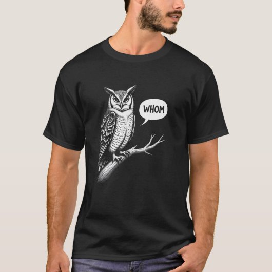 面白いフクロウの疑問 Tシャツ (正面)