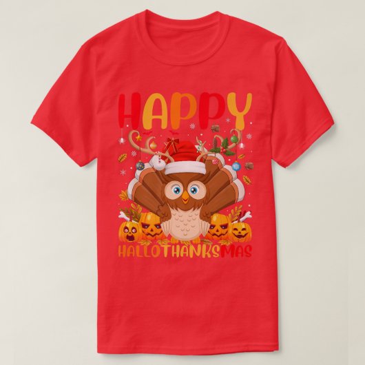 面白いフクロウの鳥愛好家幸せなフクロウの挨拶 Tシャツ (デザイン正面)