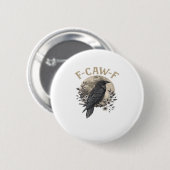 面白いフクロウの鳴き声のカラス 鳥 ワード グラフィックデザイン 缶バッジ (正面&裏面)