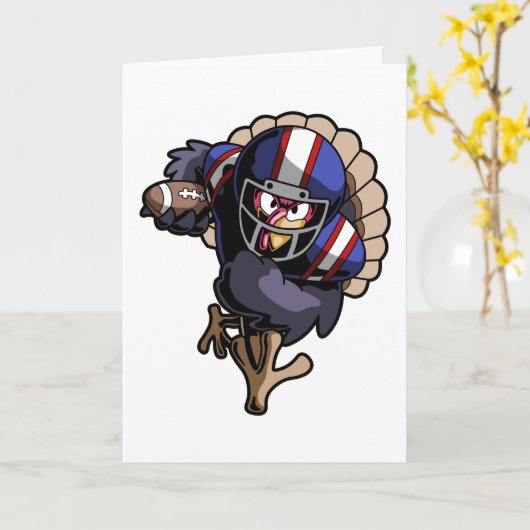 面白いフットボールターキー ハッピースタンクスギブ 感謝祭 ギフト カード (黄色い花)