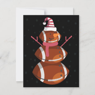 面白いフットボールラグビー雪だるまクリスマス新年 ノートカード