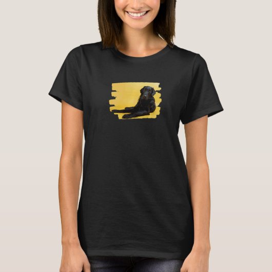 面白いフラットコーテッドレトリバーの犬 Tシャツ (正面)